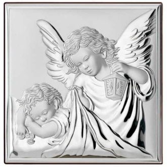 OEM Imagen De &Aacute;ngel De Plata Para Bautizo O Primera Comuni&oacute;n Con Grabado Dedicado 81200 8 X 8 Cm