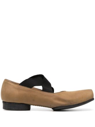 Uma Wang square-toe suede ballerina shoes - Brown