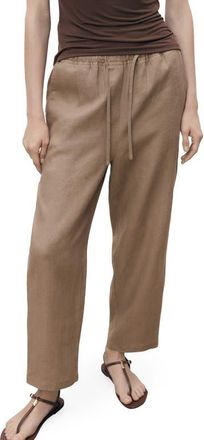 Mango Linen Drawstring Pants in Medium Brown at Nordstrom, Size Xx-Small