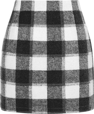 Generic Stretch Bodycon Skirts For Women Tartan Skorts For Women A Line Skorts Elasticed High Waist Plaid Bodycon Tube Slim Fit Pencil Skirt Outfits Hip Elega