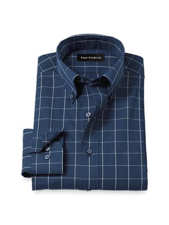 Paul Fredrick Tailored Fit Non-iron Cotton Windowpane Dress Shirt