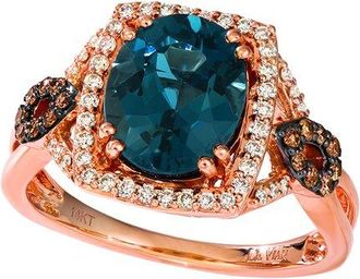Le Vian 14K Rose Gold 3.44 Ct. Tw. Diamond & Deep Sea Blue Topaz Cocktail Ring