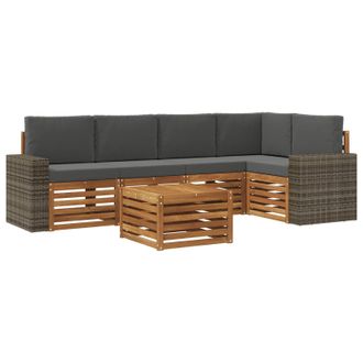 vidaXL Conjunto De Sof&aacute; Seccional Con Coj&iacute;n 6 Pcs Natural Y Antracita Vidaxl