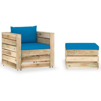 vidaXL Muebles De Jard&iacute;n 2 Piezas Con Cojines Madera Impregnada Verde Vidaxl