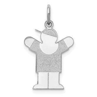 Diamond2Deal 14k Gold The Kids Small Boy with Hat Engravable Love Charm Pendant