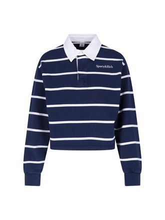 Sporty & Rich Cropped Sweater with Classic White Collar