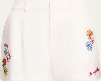 Cinq &agrave; Sept Emmie Embroidered Vine Shorts