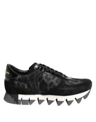 Dolce & Gabbana Zwart Grijze Luipaard Lage Sneakers Schoenen