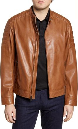 Cole Haan Racer Leather Jacket in Camel at Nordstrom, Size Medium