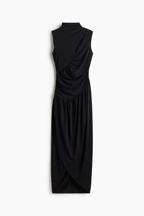 H&M Draped Turtleneck Dress in Black at Nordstrom, Size Xx-Small