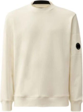 C.P. Company Verhoogde Fleece Sweatshirt Diagonaal Stijl - Heren - Sweatshirts - Wit - M - Katoen - Hoodies & sweatvesten