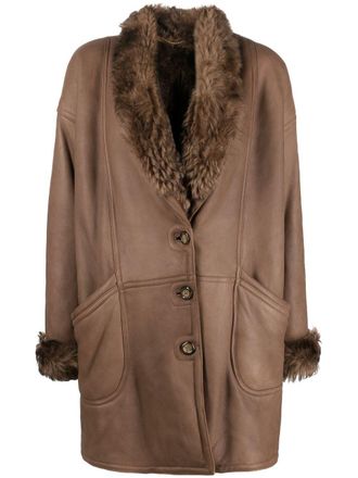 A.N.G.E.L.O. Vintage Cult 1980s faux-fur trimmed leather coat - Brown