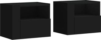 vidaXL Wall-mounted Bedside Cabinets 2 pcs Black 45x30x35 cm Vidaxl