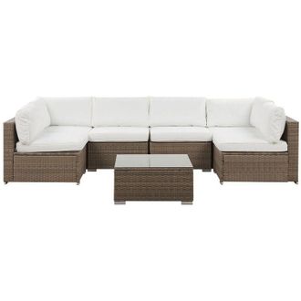 Beliani Beliani - Outdoor Lounge Set Sofa Cushions Coffee Table Faux Rattan White Belvedere