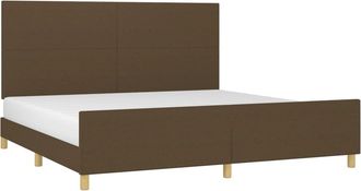 vidaXL Cama Sin Colch&oacute;n Tela Marr&oacute;n Oscuro 200x200 Cm Vidaxl