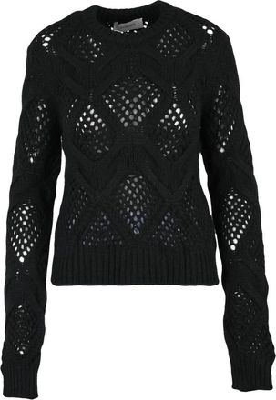 Sportmax Maglione Tricot - Dames - Ronde hals truien - Zwart - L - Wol - Truien & Vesten
