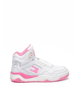 Tommy Jeans White Leather-Blend High-Top Sneakers