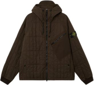 Stone Island Ultralichte Nylon Quilted-TC Jas met Capuchon - Heren - Winterjassen - Bruin - 3XL - Nylon - Jassen