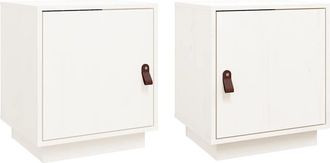 vidaXL Mesitas De Noche 2 Uds Madera Maciza Pino Blanco 40x34x45 Cm Vidaxl