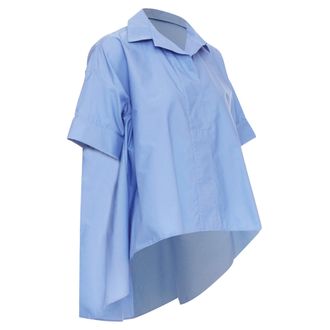 Lanvin cotton poplin high low cropped shirt