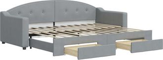 vidaXL Sof&aacute; Cama Nido Con Cajones Tela Gris Claro 80x200 Cm Vidaxl