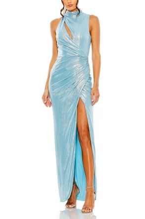 Mac Duggal High Neck Sleeveless Gown in Powder Blue at Nordstrom, Size 10