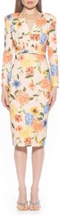 Alexia Admor Arleth V-Neck Sheath Dress in Sand Floral at Nordstrom Rack, Size X-Large