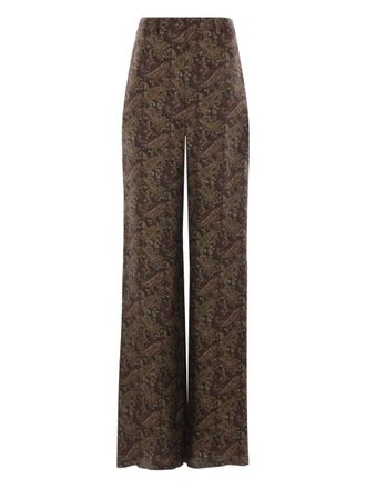 Saint Laurent silk straight-leg trousers - Brown