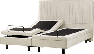 Beliani Cama matrimonial de tejido beige 180x200