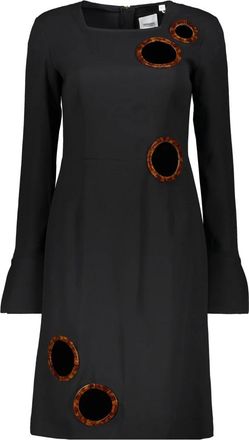 Burberry Zijden Jurk met Appliqu&eacute; - Dames - Korte kleedjes - Zwart - 3XS - Leer - Kleedjes