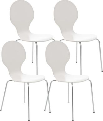 Clp Set de 4 sillas con patas de metal y asiento en madera blanco