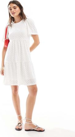 Jacqueline de Yong eyelet mini dress in white