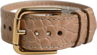 Dolce & Gabbana Croc-Embossed Calf Leather Belt - Brown