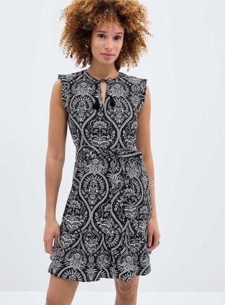 Contemporaine Womens Blac-and-white rococo ruffled dress