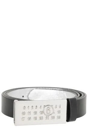 Maison Margiela Black Numeric Silver Buckle Leather Belt