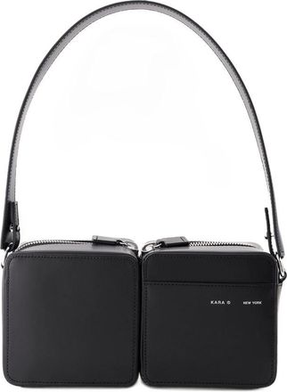 Kara Womens Hobo Stacked Kara Leather Black Calfskin Shoulder-hobo-bags