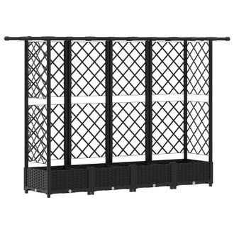 vidaXL Cama Elevada Con Trellis Y Techo Negro 202,5 X 40 X 123 Cm Pp Vidaxl