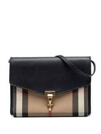 Burberry 2000-2017 Small Leather and House Check Canvas Derby Macken crossbody bag - Black
