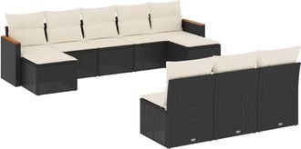 vidaXL Vidaxl - Set Divani Da Giardino 10pz Con Cuscini In Polyrattan Nero