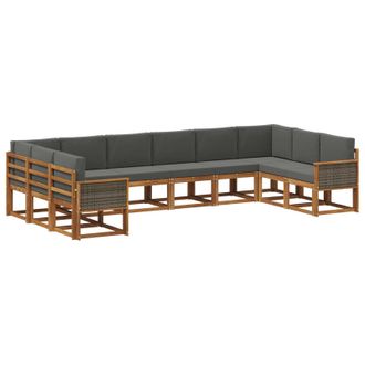 vidaXL Conjunto De Sof&aacute;s De Exterior 10 Pcs Natural Y Antracita Vidaxl