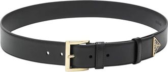 Prada Belts, female, Black, Size: 80 CM Cintura Leather Belt