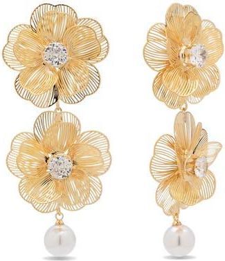 Eye Candy Los Angeles Norah Flower Statement Earrings in Gold at Nordstrom Rack
