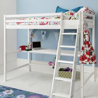 N&ouml;a & Nani Thomas High Sleeper Cabin Bed with Louis Desk in Classic White | Size: Single