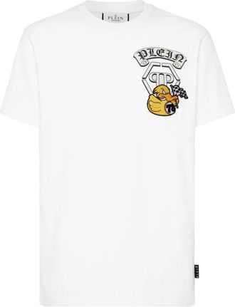 Philipp Plein T-shirt Round Neck SS Gothic Duck - Heren - T-shirts - Wit - 4XL - Katoen - Tops