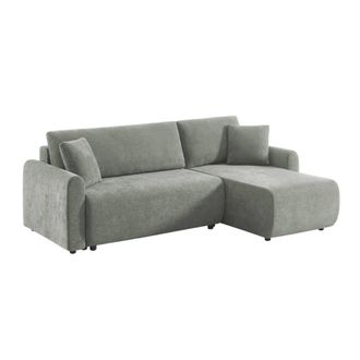 Sweeek Sof&aacute; cama esquinero reversible de tela con arc&oacute;n, 3 plazas, gris