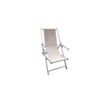COSMA Tumbona Con Reposabrazos De Aluminio Y Tela Beige Agrisado Mod. Mare