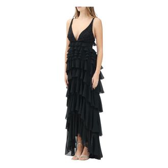 Elisabetta Franchi Gowns, female, Black, Size: L Dress in voile fabric