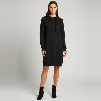 Elisabetta Franchi Black Lurex Knit Hooded Mini Dress