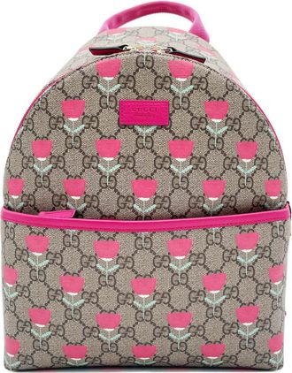 Gucci Brown Pink Gg Supreme Backpack (Pre-Owned)
