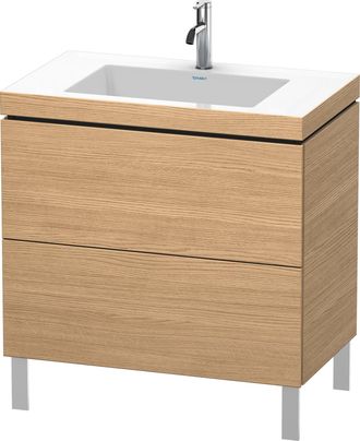 Duravit Lavabo Para Muebles Duravit L-cube C-bonded Con Base De Pie, 80x48 Cm, 2 Extra&iacute;bles, Sin Rebosadero, 1 Agujero Para Grifo, Color: Decoraci&oacute;n Roble Eur